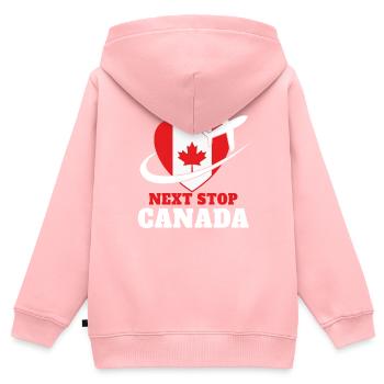 Cadeau Backpacking Anniversaire Canada Voyage Gesch - Sweat Premium à capuche zippé enfant bio - rose - Dos - AI Model Kid Female (0cm)