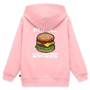 FITNESS FAST-FOOD Humour drôle - Sweat Premium à capuche zippé enfant bio - rose - Dos - AI Model Kid Female (0cm)