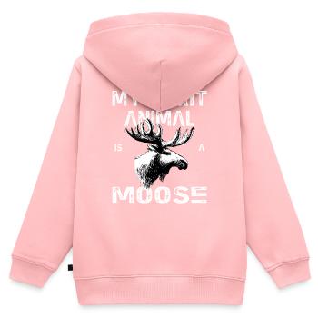 Spirit Animal Moose - Kinder Premium Organic Zip Hoodie - Rosa - Hinten - AI Model Kid Female (0cm)