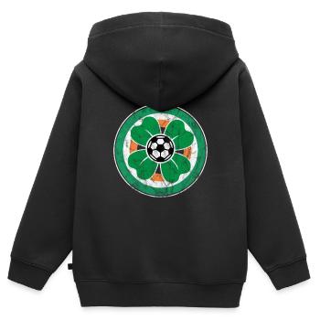 Irland Fussball Kleeblatt - Kinder Premium Organic Zip Hoodie - Schwarz - Hinten - AI Model Kid Male (0cm)