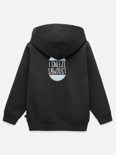 I sneeze sawdust - Kinder Premium Organic Zip Hoodie - Schwarz
