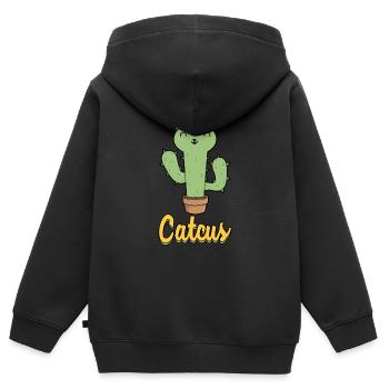 Catcus Katze Kaktus süß Haustier Mieze Geschenk - Kinder Premium Organic Zip Hoodie - Schwarz - Hinten - AI Model Kid Male (0cm)