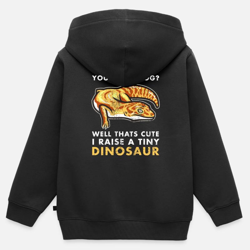 Léopard Gecko Gecko Lézard Salamandre Reptiles - Sweat Premium à capuche zippé enfant bio - noir