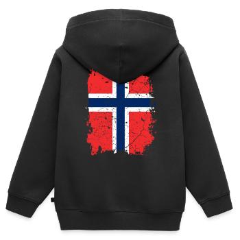 Norwegische Flagge - Kinder Premium Organic Zip Hoodie - Schwarz - Hinten - AI Model Kid Male (0cm)
