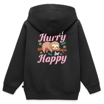 Faultier Witzig Sprichwort - Kinder Premium Organic Zip Hoodie - Schwarz - Hinten - AI Model Kid Male (0cm)