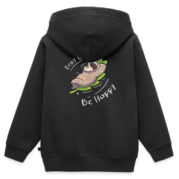 Faultier Witzig Sprichwort - Kinder Premium Organic Zip Hoodie - Schwarz - Hinten - AI Model Kid Male (0cm)