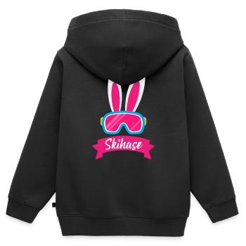 Ski lapin vacances au ski piste de ski skieur montagnes pente - Sweat Premium à capuche zippé enfant bio - noir - Dos - AI Model Kid Male (0cm)