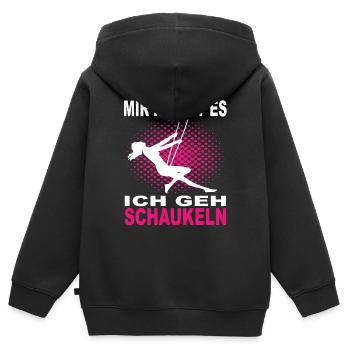 Mir Reichts ich Geh Schaukeln - Kinder Premium Organic Zip Hoodie - Schwarz - Hinten - AI Model Kid Male (0cm)