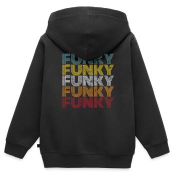 Funky vintage - Sweat Premium à capuche zippé enfant bio - noir - Dos - AI Model Kid Male (0cm)