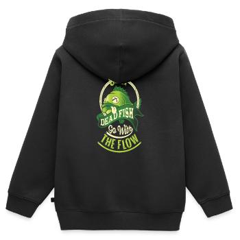 SEULEMENT LES POISSONS MORTS AVEC LE FLUX - Sweat Premium à capuche zippé enfant bio - noir - Dos - AI Model Kid Male (0cm)