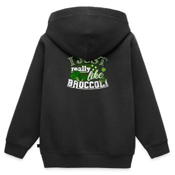Broccoli vegetables - Kids Premium Organic Zip-up Hoodie - black - Back - AI Model Kid Male (0cm)