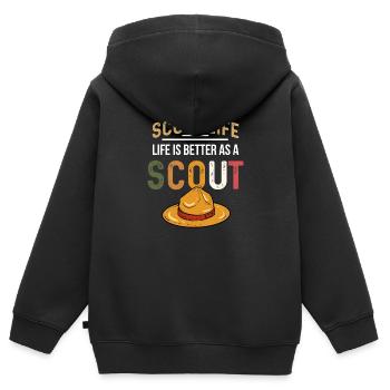 scout - Sweat Premium à capuche zippé enfant bio - noir - Dos - AI Model Kid Male (0cm)