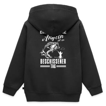 Ein Tag ohne Angeln Angler - Kinder Premium Organic Zip Hoodie - Schwarz - Hinten - AI Model Kid Male (0cm)