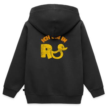 Rente - Kinder Premium Organic Zip Hoodie - Schwarz - Hinten - AI Model Kid Male (0cm)