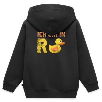 Rente - Kinder Premium Organic Zip Hoodie - Schwarz - Hinten - AI Model Kid Male (0cm)