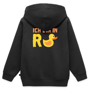 Rente - Kinder Premium Organic Zip Hoodie - Schwarz - Hinten - AI Model Kid Male (0cm)