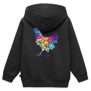 Huhn Liebe Geschenk - Kinder Premium Organic Zip Hoodie - Schwarz - Hinten - AI Model Kid Male (0cm)