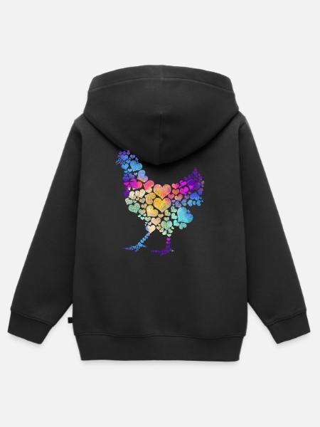 Huhn Liebe Geschenk - Kinder Premium Organic Zip Hoodie - Schwarz