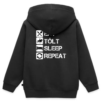 Tölt Tölten Reiten Spruch Lustig - Kinder Premium Organic Zip Hoodie - Schwarz - Hinten - AI Model Kid Male (0cm)