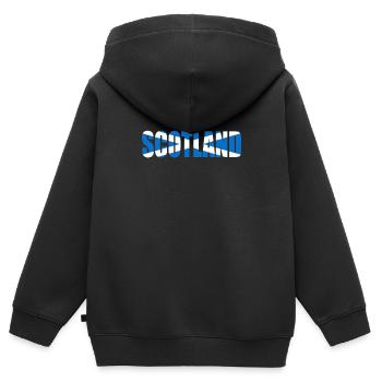 Écosse - Sweat Premium à capuche zippé enfant bio - noir - Dos - AI Model Kid Male (0cm)