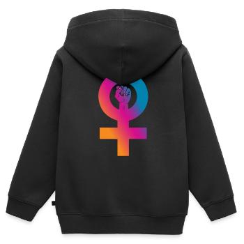 Frauenpower Faust - Kinder Premium Organic Zip Hoodie - Schwarz - Hinten - AI Model Kid Male (0cm)