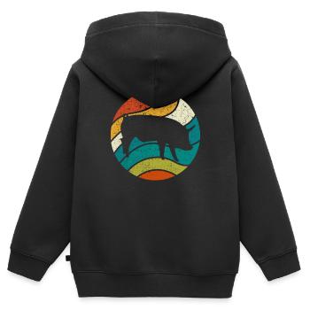Retro Schwein Vintage Tiere Schweine - Kinder Premium Organic Zip Hoodie - Schwarz - Hinten - AI Model Kid Male (0cm)