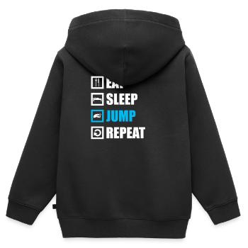 Saut en longueur Saut en longueur Saut de poumon Saut - Sweat Premium à capuche zippé enfant bio - noir - Dos - AI Model Kid Male (0cm)
