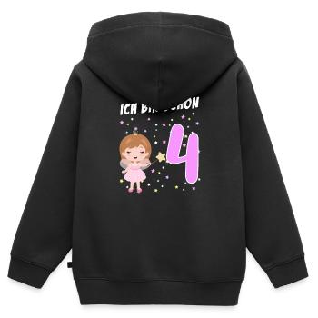 4 Jahre alt Geschenk Mädchen 4. Geburtstag - Kinder Premium Organic Zip Hoodie - Schwarz - Hinten - AI Model Kid Male (0cm)