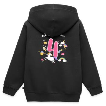 Geschenk Mädchen 4. Geburtstag 4 Jahre alt - Kinder Premium Organic Zip Hoodie - Schwarz - Hinten - AI Model Kid Male (0cm)
