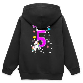 Geschenk 5 Jahre alt Mädchen 5. Geburtstag - Kinder Premium Organic Zip Hoodie - Schwarz - Hinten - AI Model Kid Male (0cm)