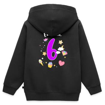 Geschenk 6 Jahre alt 6. Geburtstag Mädchen - Kinder Premium Organic Zip Hoodie - Schwarz - Hinten - AI Model Kid Male (0cm)