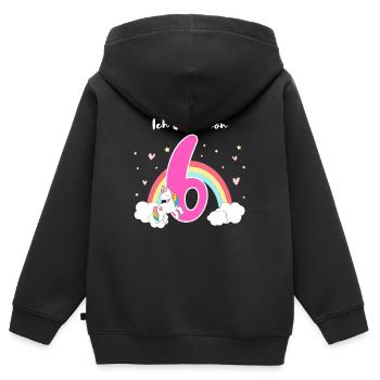 Geschenk Mädchen 6 Jahre alt 6. Geburtstag - Kinder Premium Organic Zip Hoodie - Schwarz - Hinten - AI Model Kid Male (0cm)