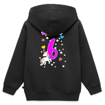 6. Geburtstag Geschenk 6 Jahre alt Mädchen - Kinder Premium Organic Zip Hoodie - Schwarz - Hinten - AI Model Kid Male (0cm)
