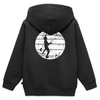 Fischen Fischer - Kinder Premium Organic Zip Hoodie - Schwarz - Hinten - AI Model Kid Male (0cm)