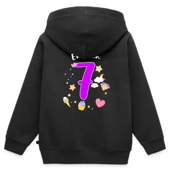 7. Geburtstag 7 Jahre alt Mädchen Geschenk - Kinder Premium Organic Zip Hoodie - Schwarz - Hinten - AI Model Kid Male (0cm)