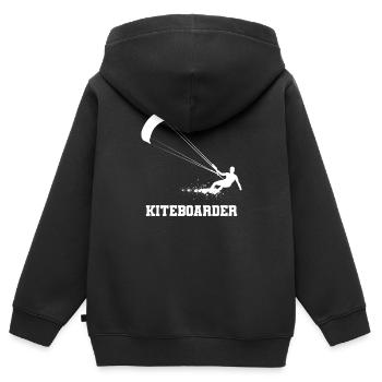 Planche de kitesurf - Sweat Premium à capuche zippé enfant bio - noir - Dos - AI Model Kid Male (0cm)