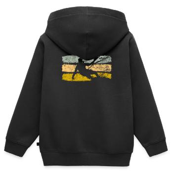 Retro Kiteboard Geschenk - Kinder Premium Organic Zip Hoodie - Schwarz - Hinten - AI Model Kid Male (0cm)