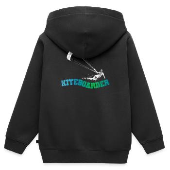 Kiteboard Board Kitesurfen - Kinder Premium Organic Zip Hoodie - Schwarz - Hinten - AI Model Kid Male (0cm)