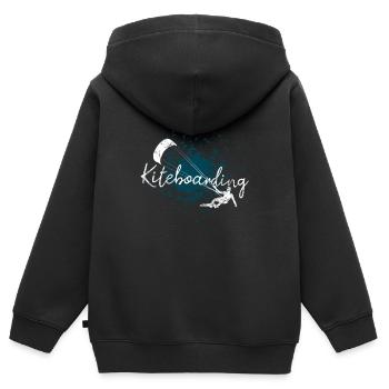 Kiteboard - Kinder Premium Organic Zip Hoodie - Schwarz - Hinten - AI Model Kid Male (0cm)