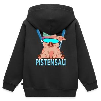 Pistensau - Kinder Premium Organic Zip Hoodie - Schwarz - Hinten - AI Model Kid Male (0cm)