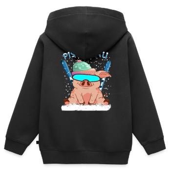 Pistensau - Kinder Premium Organic Zip Hoodie - Schwarz - Hinten - AI Model Kid Male (0cm)