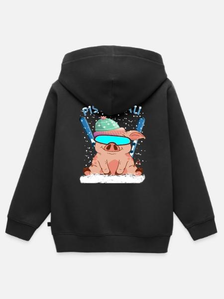 Pistensau - Kinder Premium Organic Zip Hoodie - Schwarz