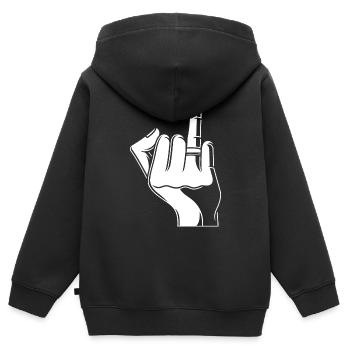 Hand with wedding ring, wedding ring finger engaged - Kids Premium Organic Zip-up Hoodie - black - Back - AI Model Kid Male (0cm)