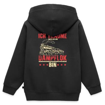 Ich schnarche nicht... träume bin eine Dampflok - Kinder Premium Organic Zip Hoodie - Schwarz - Hinten - AI Model Kid Male (0cm)