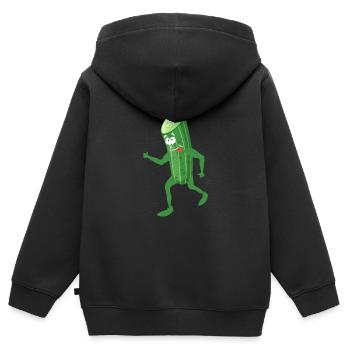 Gurke - Kinder Premium Organic Zip Hoodie - Schwarz - Hinten - AI Model Kid Male (0cm)