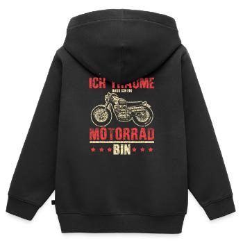 Ich schnarche nicht... träume bin ein Motorrad - Kinder Premium Organic Zip Hoodie - Schwarz - Hinten - AI Model Kid Male (0cm)