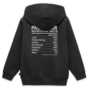 Professor Nutritional Facts - Kinder Premium Organic Zip Hoodie - Schwarz - Hinten - AI Model Kid Male (0cm)
