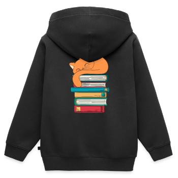 Livre Minou - Sweat Premium à capuche zippé enfant bio - noir - Dos - AI Model Kid Male (0cm)