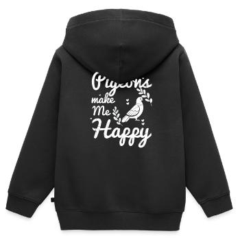 Pigeons mignons me font plaisir cadeau amoureux des oiseaux - Sweat Premium à capuche zippé enfant bio - noir - Dos - AI Model Kid Male (0cm)