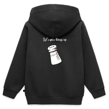 Salz und Pfeffer Valentinstag Geschenk Pfeffer - Kinder Premium Organic Zip Hoodie - Schwarz - Hinten - AI Model Kid Male (0cm)